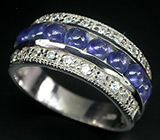 Кольцо с кабошонами синих сапфиров Серебро 925