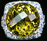 Кольцо с превосходным цитрином и танзанитами Серебро 925