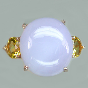 Элегантное кольцо с халцедоном и цитринами