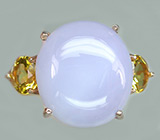 Элегантное кольцо с халцедоном и цитринами Серебро 925