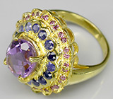 Кольцо из коллекции "Mia" с аметистом, сапфирами и родолитами Серебро 925
