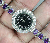 Часы на аметистовом браслете Серебро 925