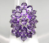 Замечательное кольцо с аметистами Серебро 925