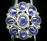 Кольцо с кабошонами синих сапфиров Серебро 925