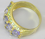 Кольцо из коллекции "Mia" с танзанитами и цаворитами Серебро 925