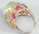 Превосходное кольцо с пренитом, пурпурными сапфирами и цитринами Серебро 925