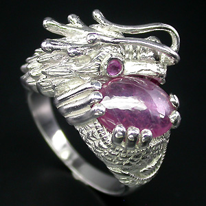 Кольцо "Дракон" с розовыми сапфирами