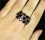 Стильное кольцо с родолитами гранатами Серебро 925