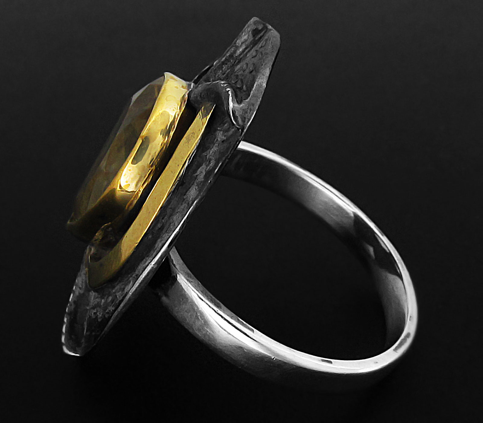 Оригинальное кольцо с цитрином Серебро 925