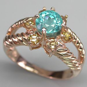 Кольцо из коллекции "Mia" с "неоновым" апатитом и цирконами