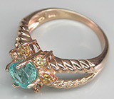 Кольцо из коллекции "Mia" с "неоновым" апатитом и цирконами Серебро 925