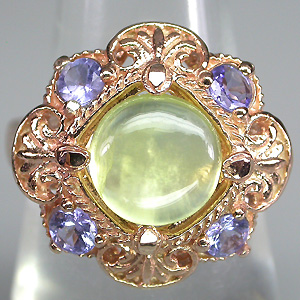 Кольцо из коллекции "Mia" с пренитом и танзанитами