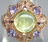 Кольцо из коллекции "Mia" с пренитом и танзанитами Серебро 925