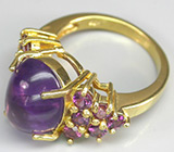 Кольцо со сливовым аметистом и родолитами гранатами Серебро 925