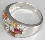 Кольцо с разноцветными сапфирами Серебро 925