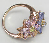 Кольцо из коллекции "Mia" с аметистами, сапфирами и перидотами Серебро 925