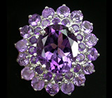 Замечательное кольцо с аметистами Серебро 925