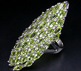 Превосходное крупное кольцо с перидотами Серебро 925