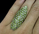 Превосходное крупное кольцо с перидотами Серебро 925