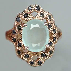 Кольцо из коллекции "Mia" с аквамарином и сапфирами