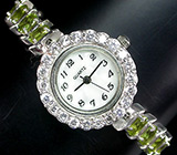 Часы на браслете с перидотами Серебро 925