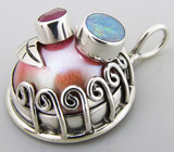 Кулон с жемчугом, сапфиром и дублет опалом Серебро 925