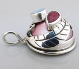 Кулон с жемчугом, сапфиром и дублет опалом Серебро 925