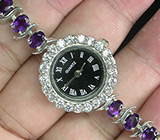 Часы на аметистовом браслете Серебро 925