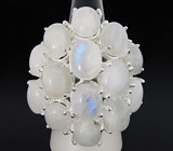 Крупное кольцо с лунным камнем Серебро 925