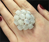 Крупное кольцо с лунным камнем Серебро 925