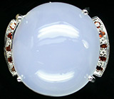 Кольцо с кабошоном халцедона и гранатами Серебро 925