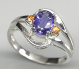 Изящное кольцо с иолитом и сапфирами Серебро 925