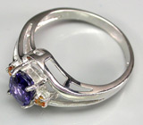 Изящное кольцо с иолитом и сапфирами Серебро 925