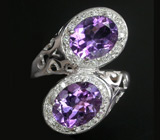 Эффектное кольцо с аметистами Серебро 925