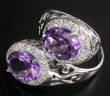 Эффектное кольцо с аметистами Серебро 925