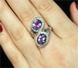 Эффектное кольцо с аметистами Серебро 925