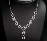 Колье с родолитами гранатами Серебро 925