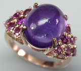 Кольцо со сливовым аметистом и родолитами гранатами Серебро 925