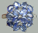 Изящное кольцо с синими сапфирами Серебро 925