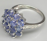 Изящное кольцо с синими сапфирами Серебро 925