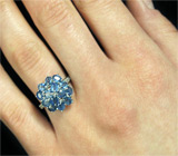 Изящное кольцо с синими сапфирами Серебро 925