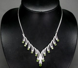 Элегантное колье с перидотами Серебро 925