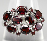 Эффектное кольцо с гранатами Серебро 925