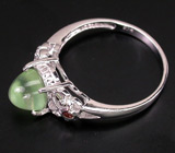 Ажурное кольцо с пренитом и гранатами Серебро 925