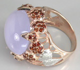 Крупное кольцо с халцедоном и гранатами Серебро 925