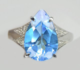 Элегантное кольцо с голубым топазом и сапфирами Серебро 925