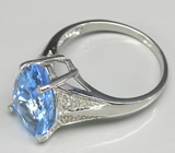 Элегантное кольцо с голубым топазом и сапфирами Серебро 925