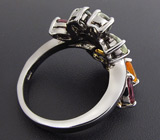 Кольцо из коллекции "Mia" с золотистыми и зелеными сапфирами, рубеллитами Серебро 925