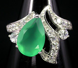 Замечательное кольцо с зеленым агатом Серебро 925