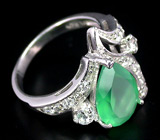 Замечательное кольцо с зеленым агатом Серебро 925